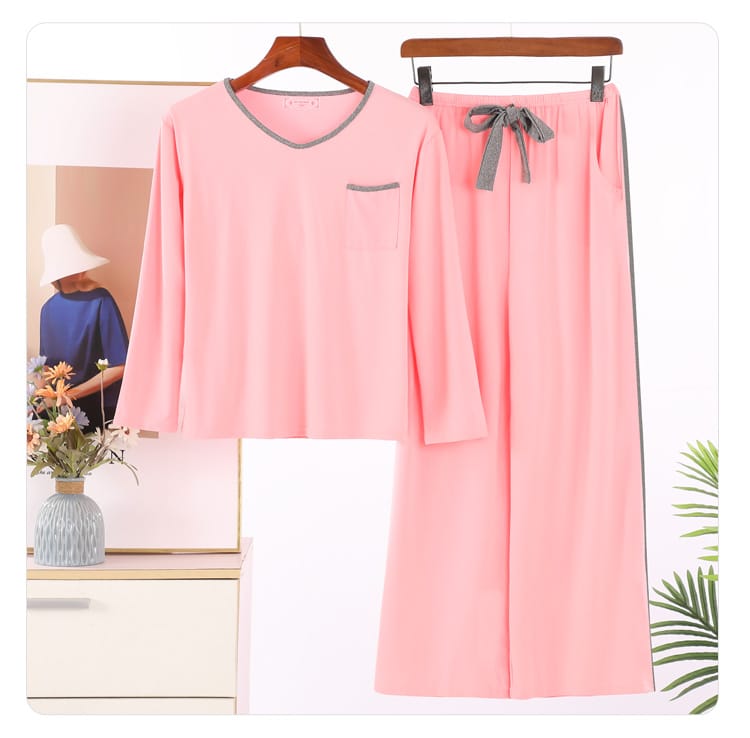 Pink With Grey Pipin T-shirt With Plazzo Trouser Suit (NE-91)