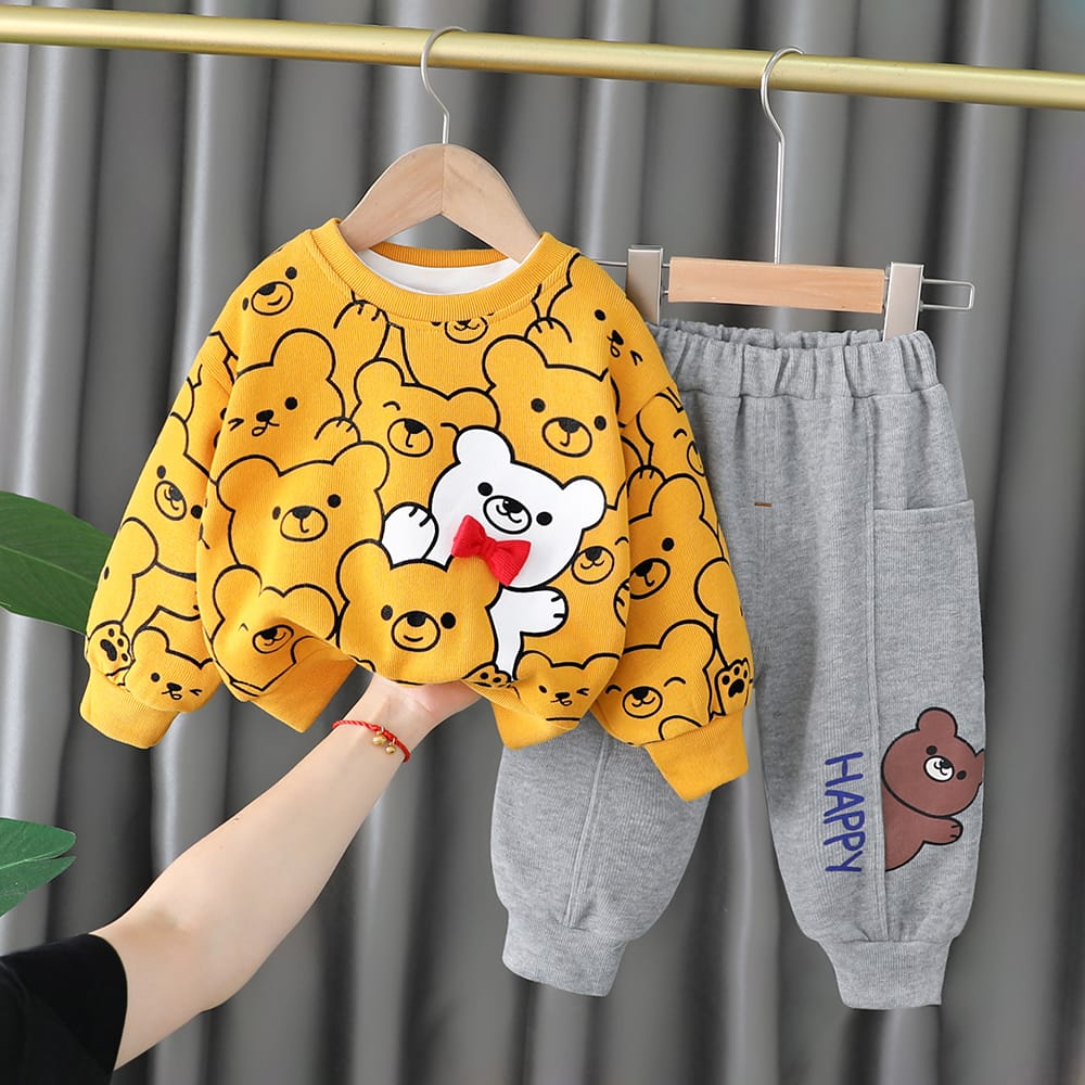 Yellow Bears Printed Sweat Shirt With Trouser For Kids (Ne-08)