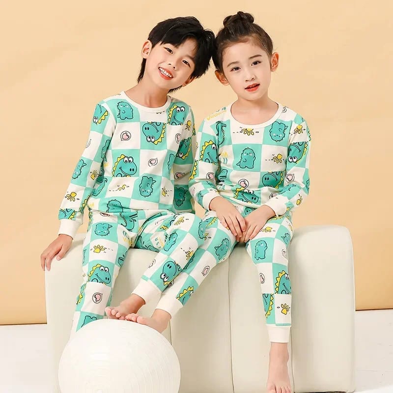 Offwhite Crocodile Print T-shirt Trouser Night Suit For Kids (Ne-40)