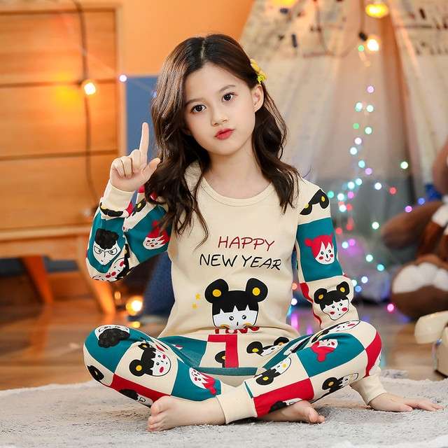 Happy New Year Print T-shirt Trouser Night Suit For Kids (Ne-25)